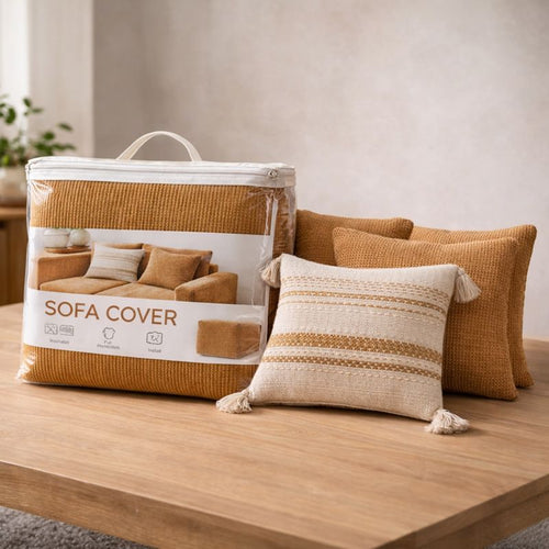 Combo Corduroy: Pack Cojines + Cubre Sofá Premium