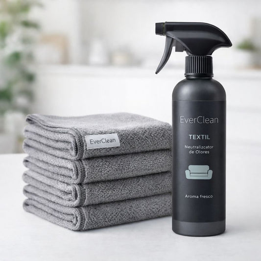 Paños microfibra + Spray neutralizador textil  EverClean