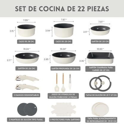 Set Ollas PureCook™ Set Cerámico 22 pzs