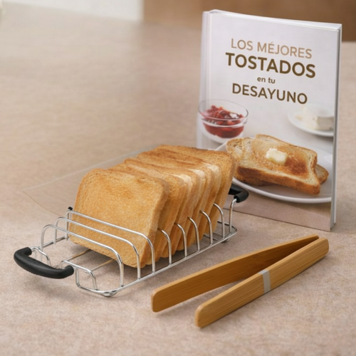 Combo ToastControl™: Pinza Bambú + Ebook + Soporte Para Tostadas