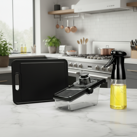 Combo CulinaPro: Mandolina Para Cortar en Rodajas + Tabla de Cortar CulinaPro - Rociador de aceite tipo chef CulinaPro