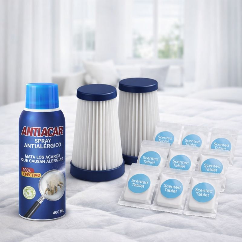 Combo UltraClean: Repuestos + 10 Tabletas Aromaticas + Spray Antiácaros