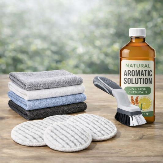 Combo Trueclean: 4 Paños de Microfibra - Cepillo Manual Para Juntas y Boquillas/ Pads Ultra-Scrub™ x4 + Aromatic Fresh™